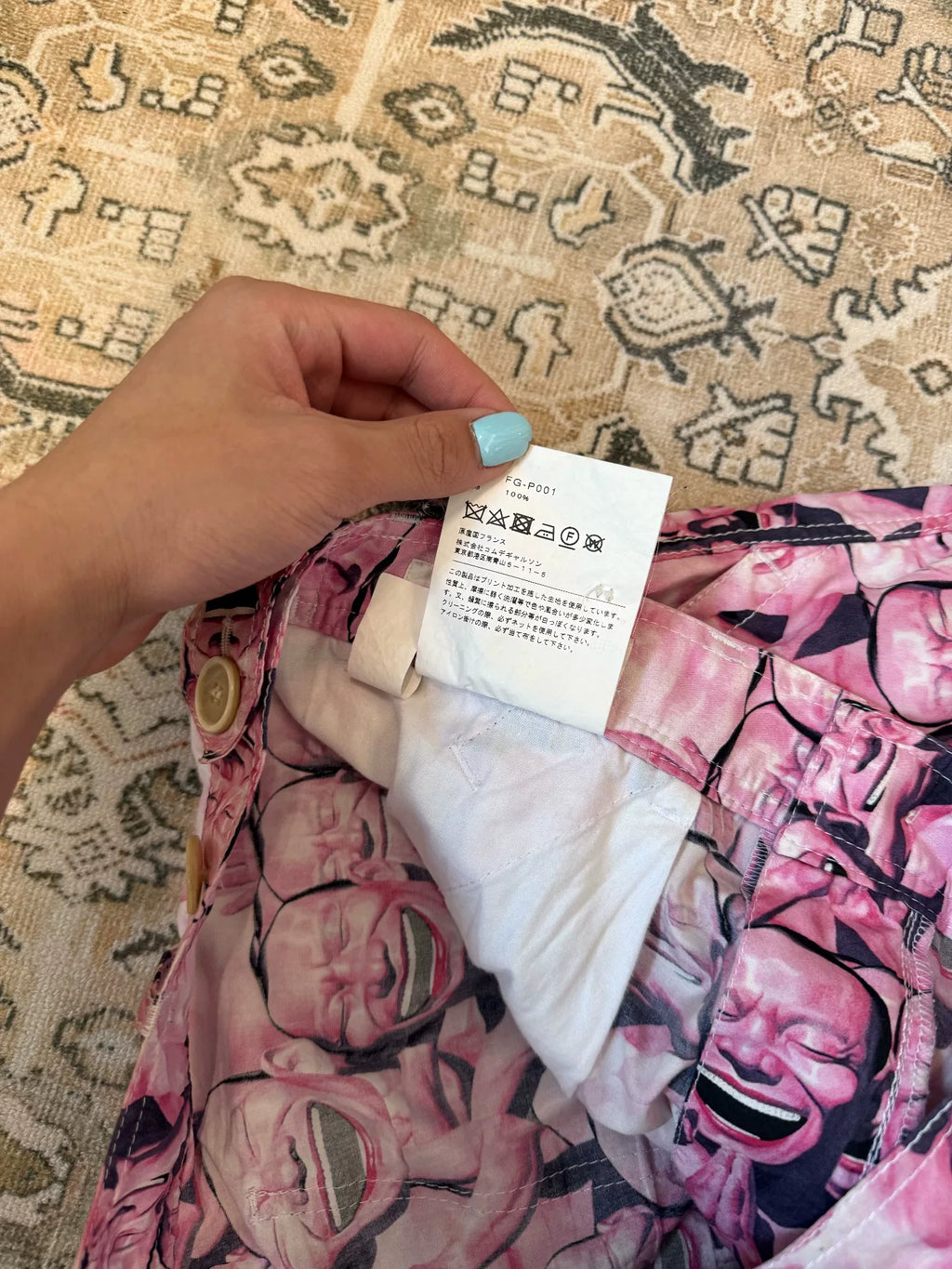 Comme des Garcons 21SS Yue Minjun pink long pants