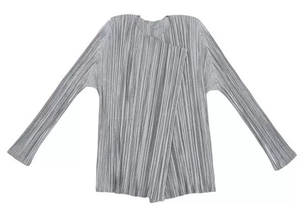 Issey Miyake Vintage Grey Metallic Pleated Cardigan