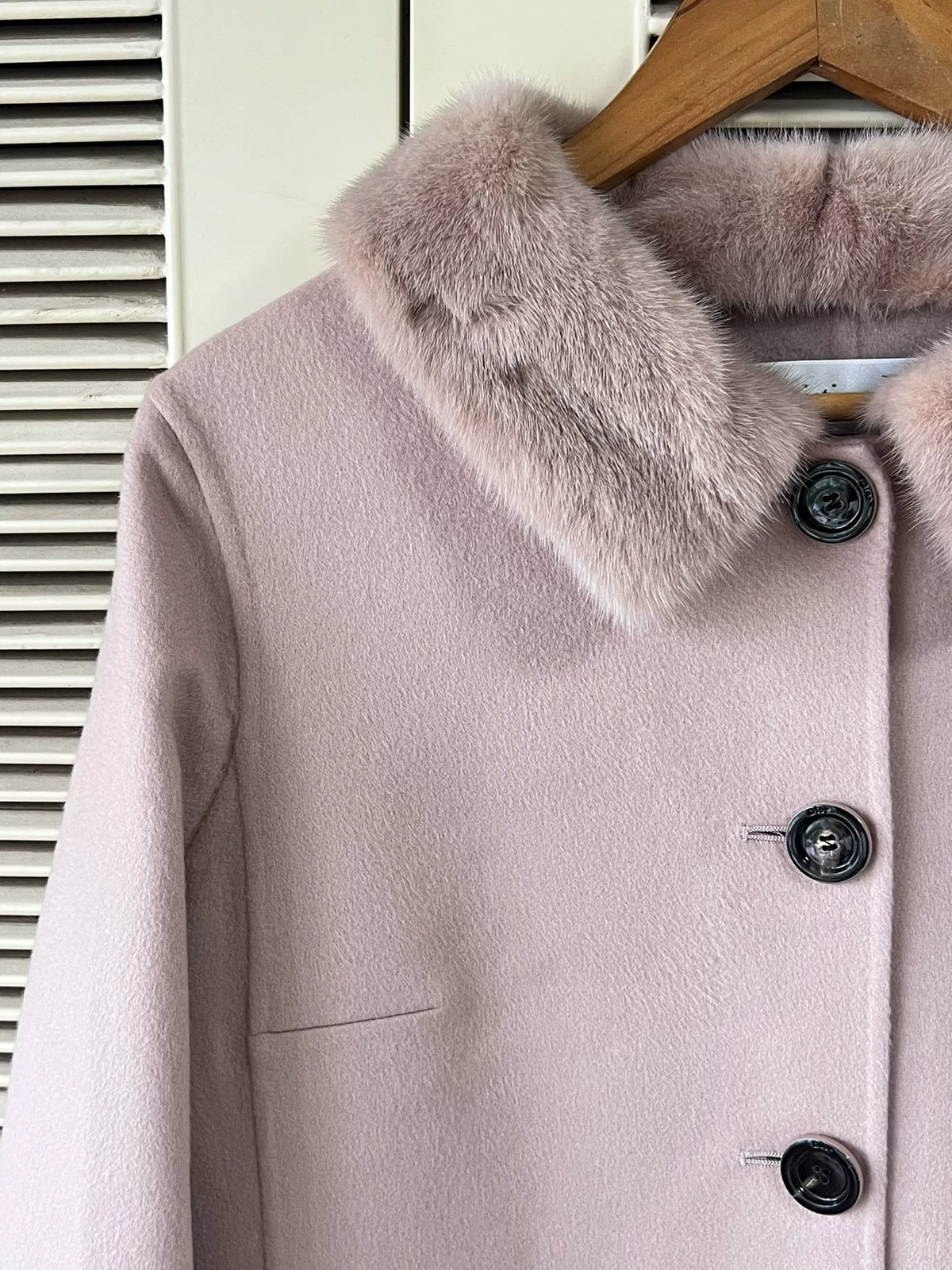 Dior Color-Block Fur-Collar Cashmere Coat