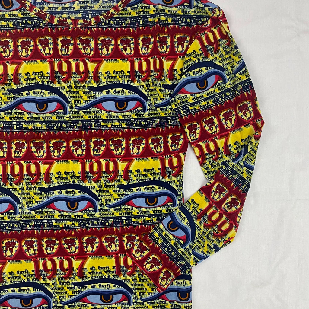 1997 Spring/Summer Jean Paul Gaultier Eye of Wisdom Print Stretch Long-Sleeve T-Shirt
