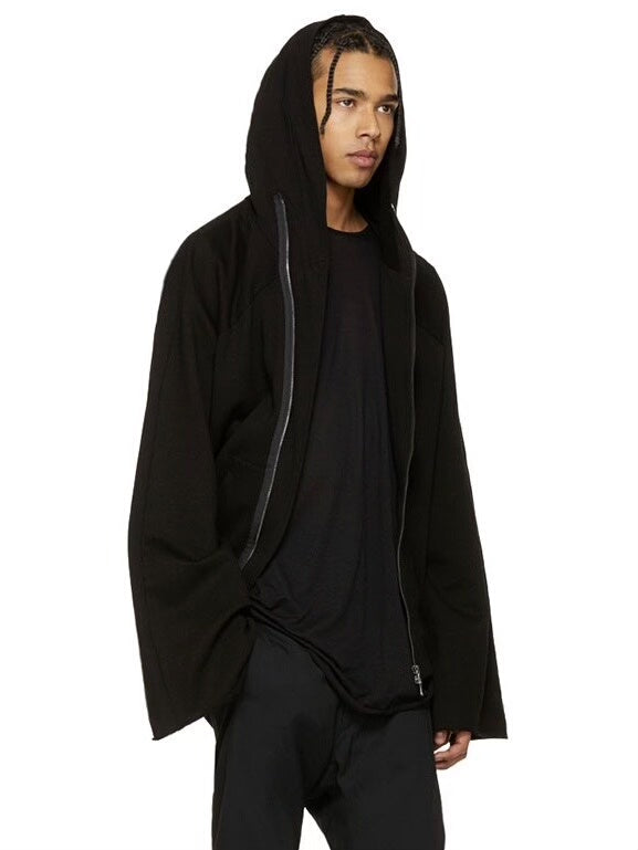 Julius_7 Side-Zip Flare Sleeve Hooded Sweatshirt