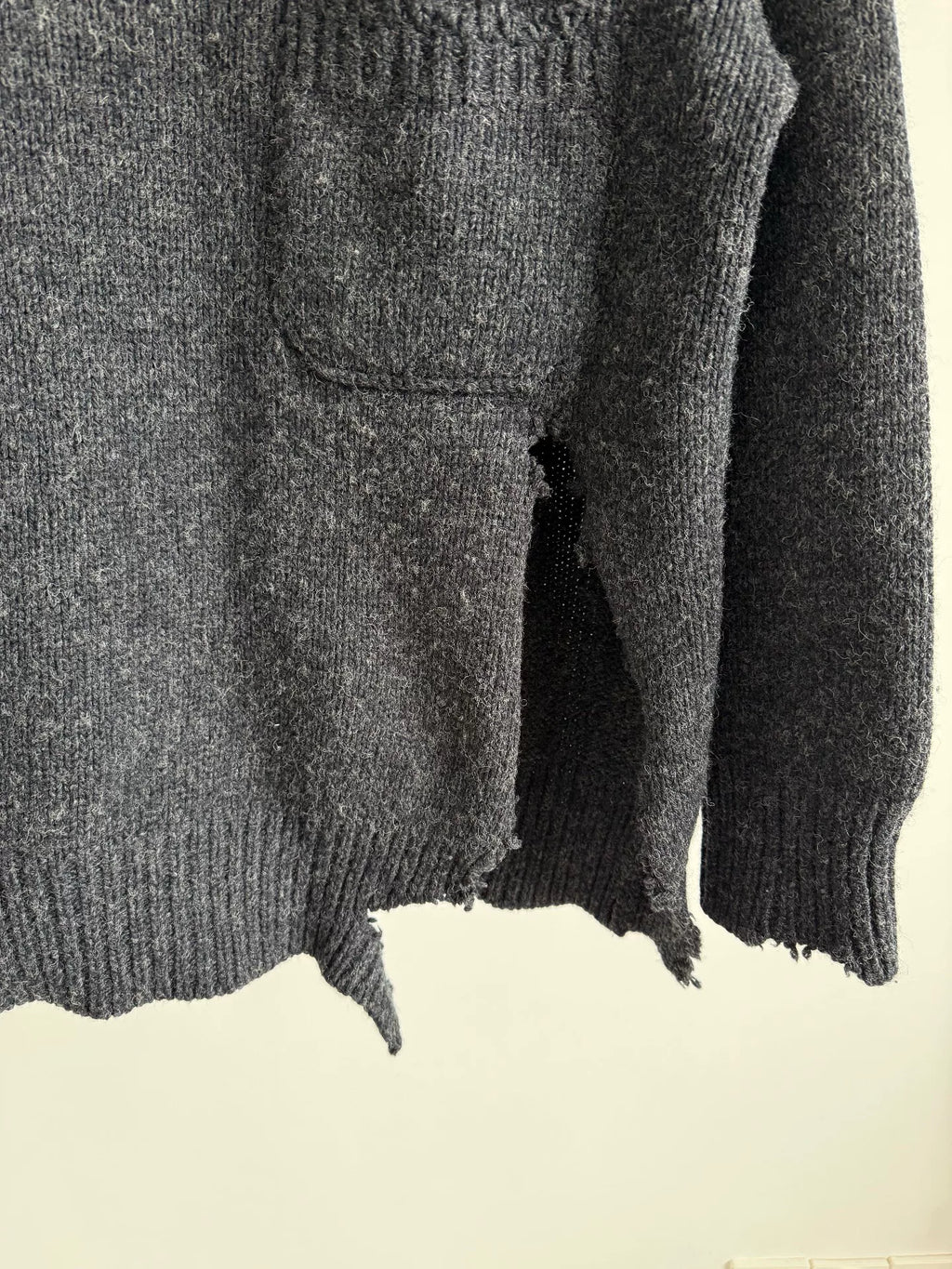 Marni Black Distressed Wool Sweater