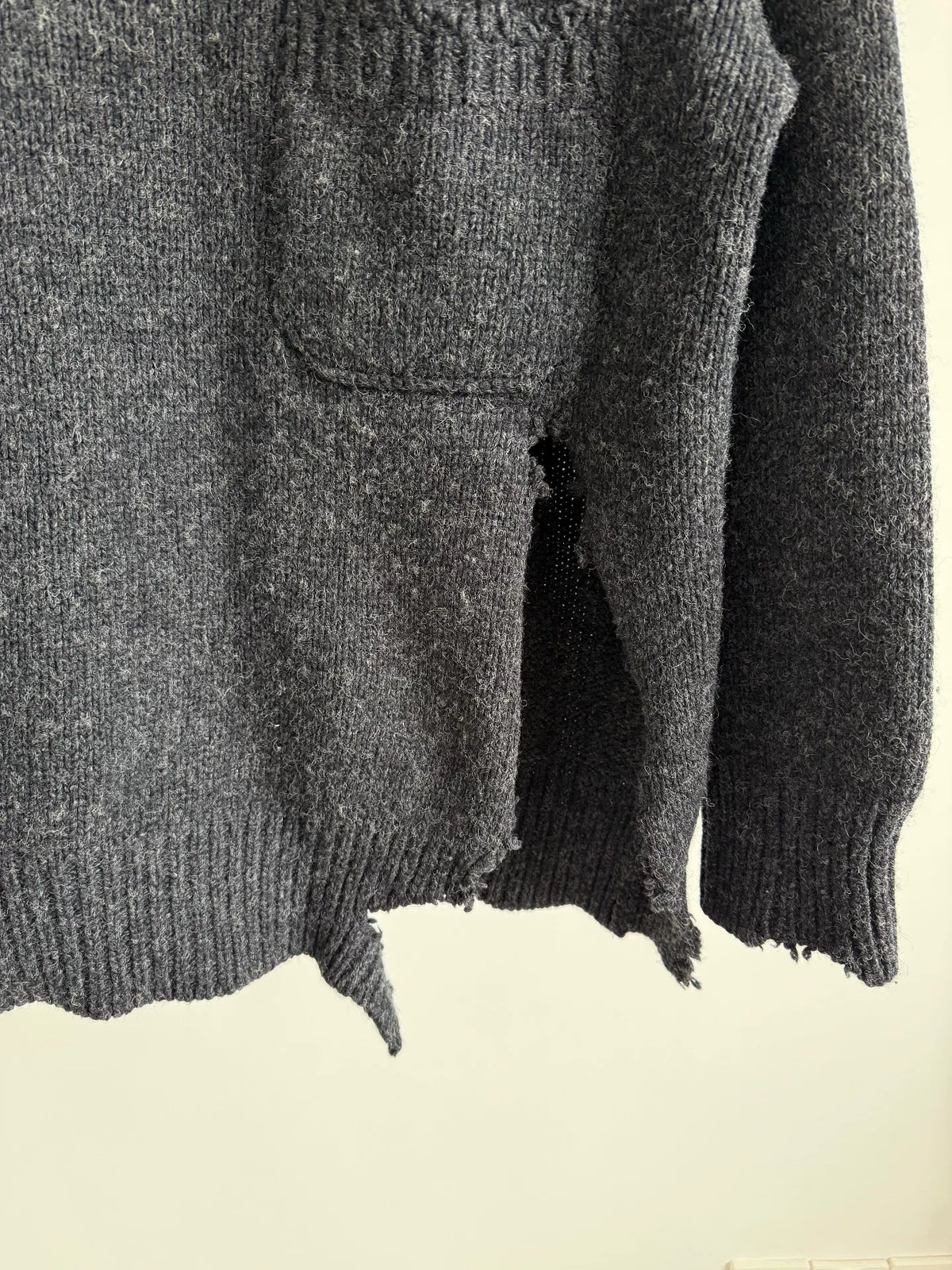 Marni Black Distressed Wool Sweater