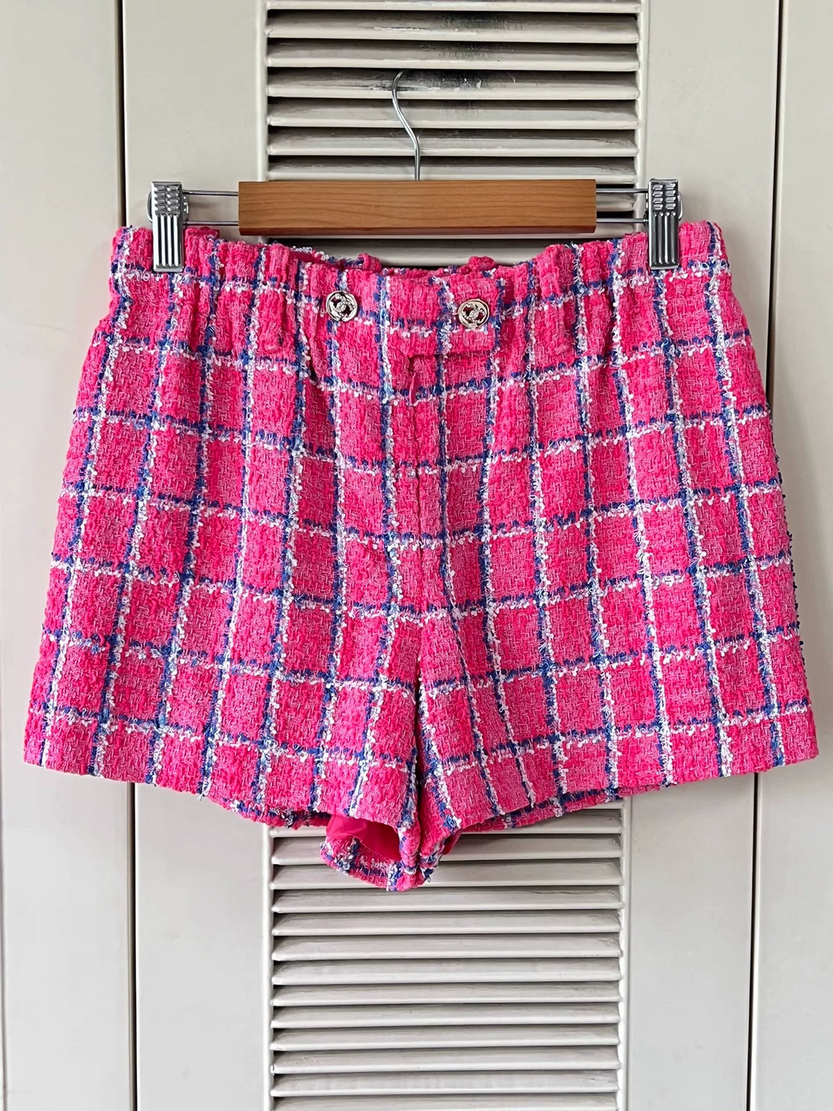 Chanel 24P Pink Tweed Shorts