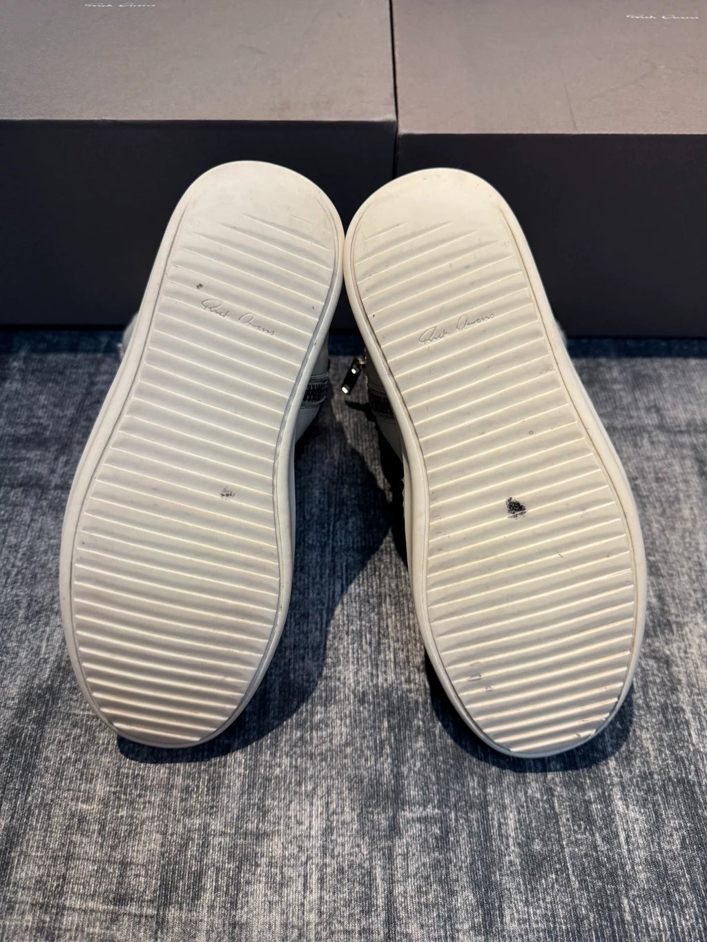 Rick Owens Inverted-Triangle White Black Sneakers