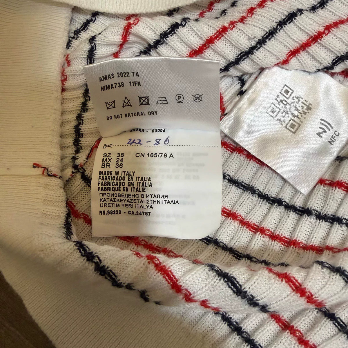 Miu Miu Striped Embroidered Logo Dress