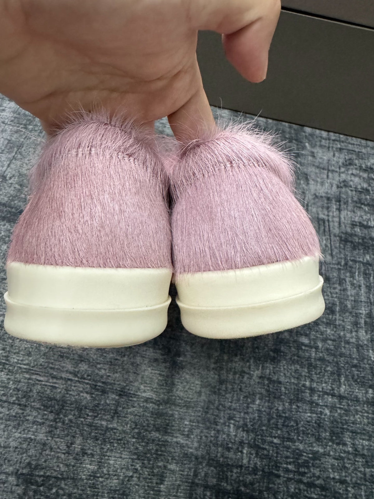 Rick Owens Pink fur sneakers