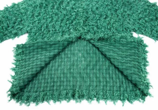 Issey Miyake Vintage Green Faux Fur Pleated Top