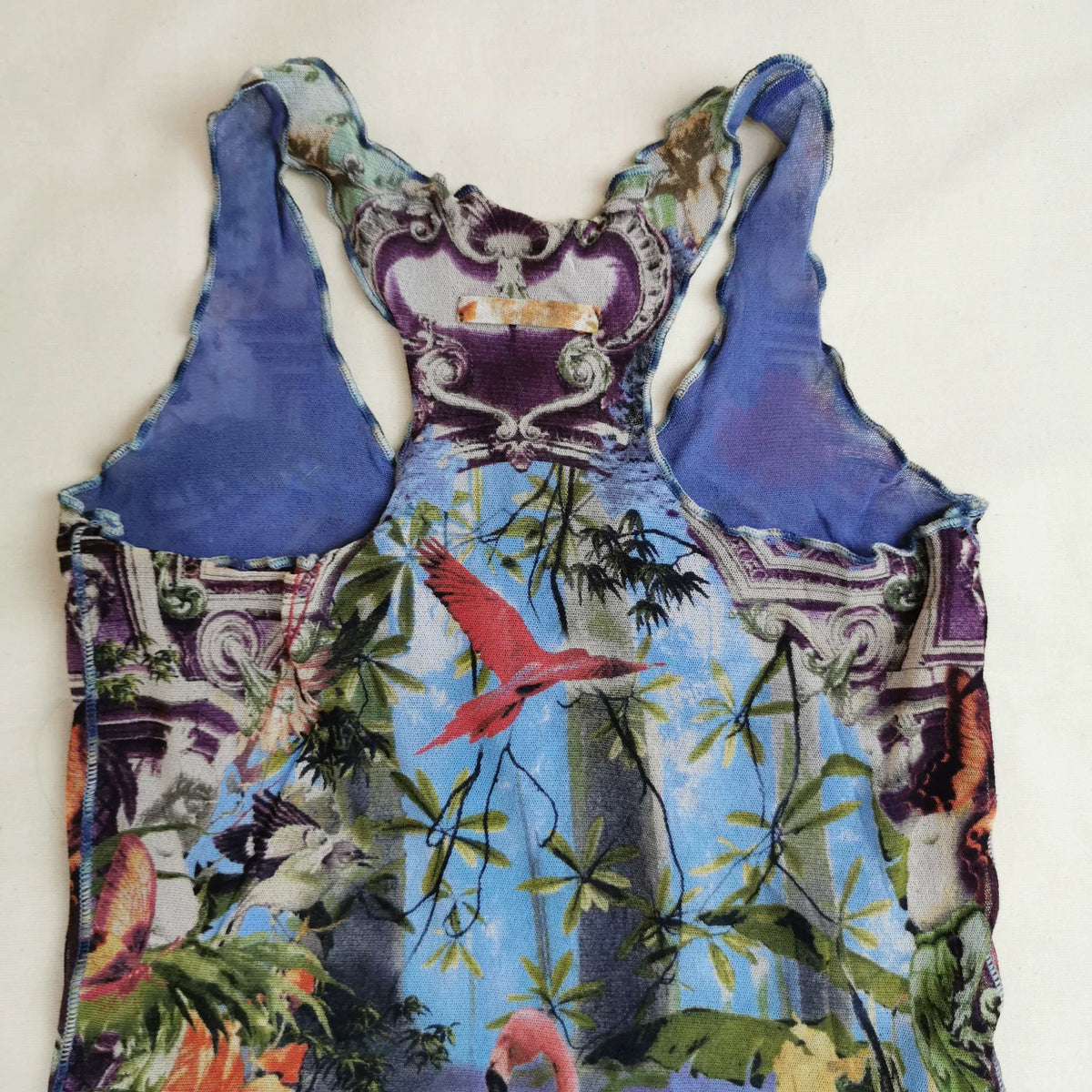 Jean Paul Gaultier Flamenco Flamingo Tropical Floral Mesh Vest Dress