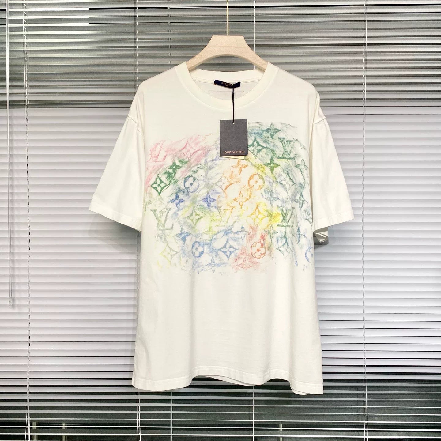 Louis Vuitton Crayon Spray Monogram Logo White Short Sleeve T-Shirt