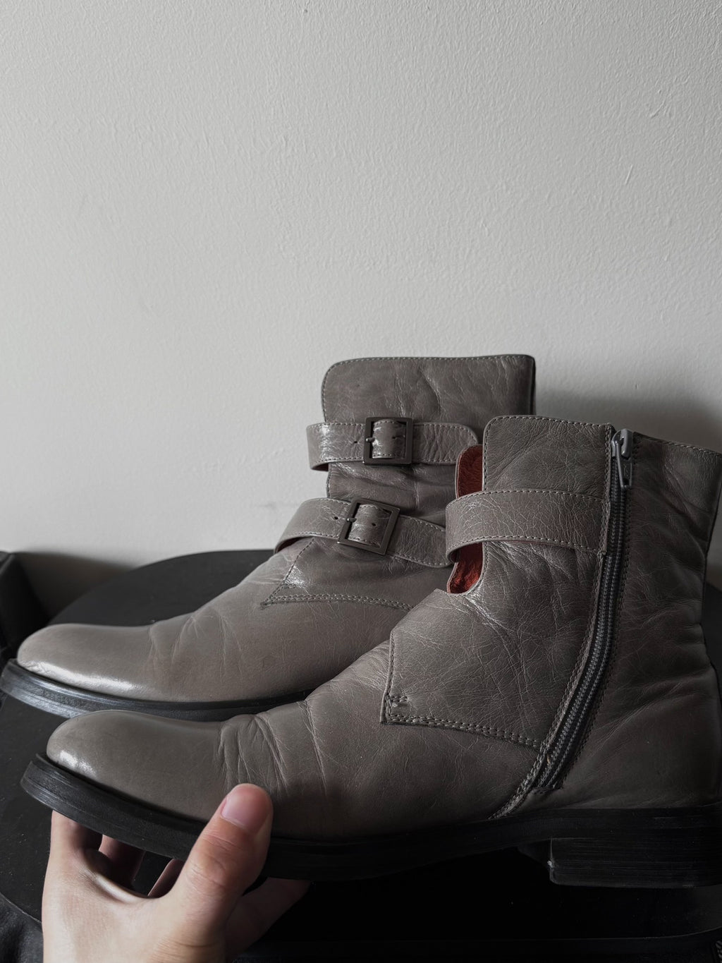 Gucci 00s Gray Lace-Up Boots