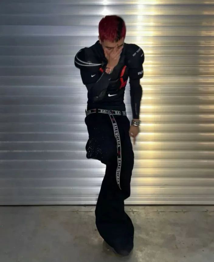 Balenciaga Black Red Woven Belt