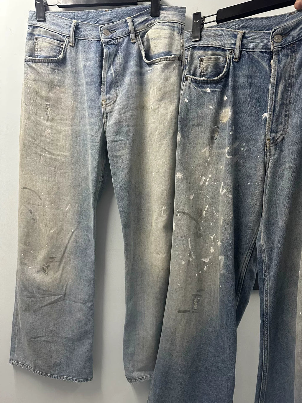 Acne Studios 2021m Blue Paint-Splatter Jeans