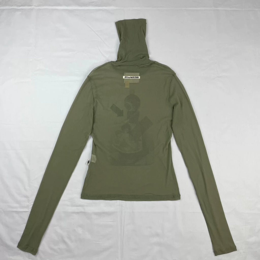 2003 Fall/Winter Jean Paul Gaultier Eye Print Elastic Mesh Turtleneck Long-Sleeve T-Shirt
