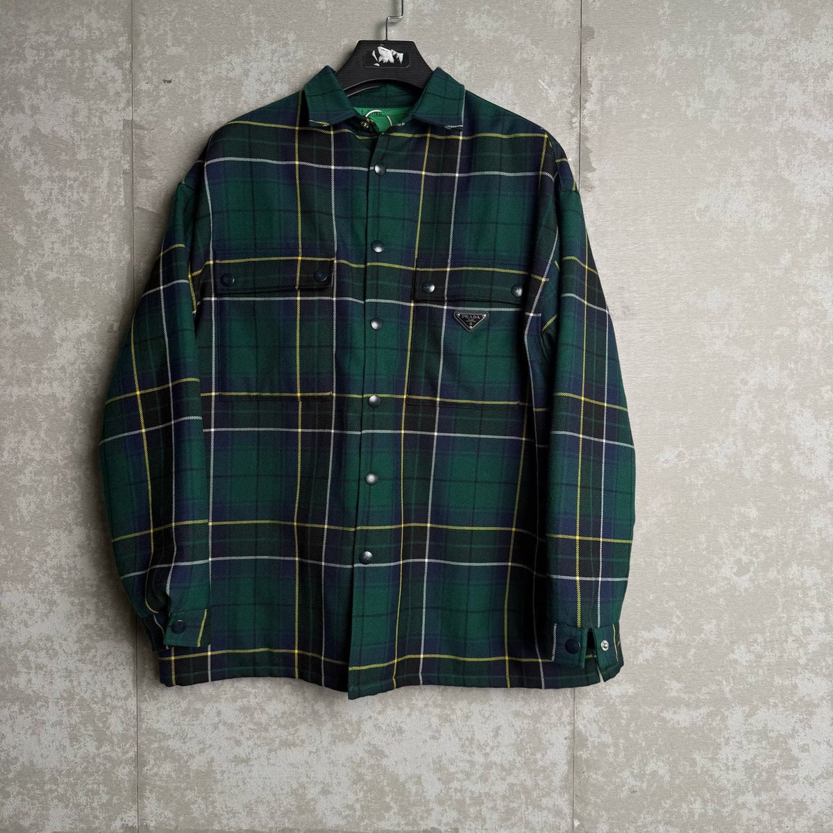 Prada Green Plaid Wool Flannel Jacket