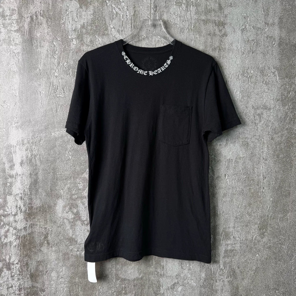 Chrome Hearts Sanskrit Letter Collar Short-Sleeve T-Shirt