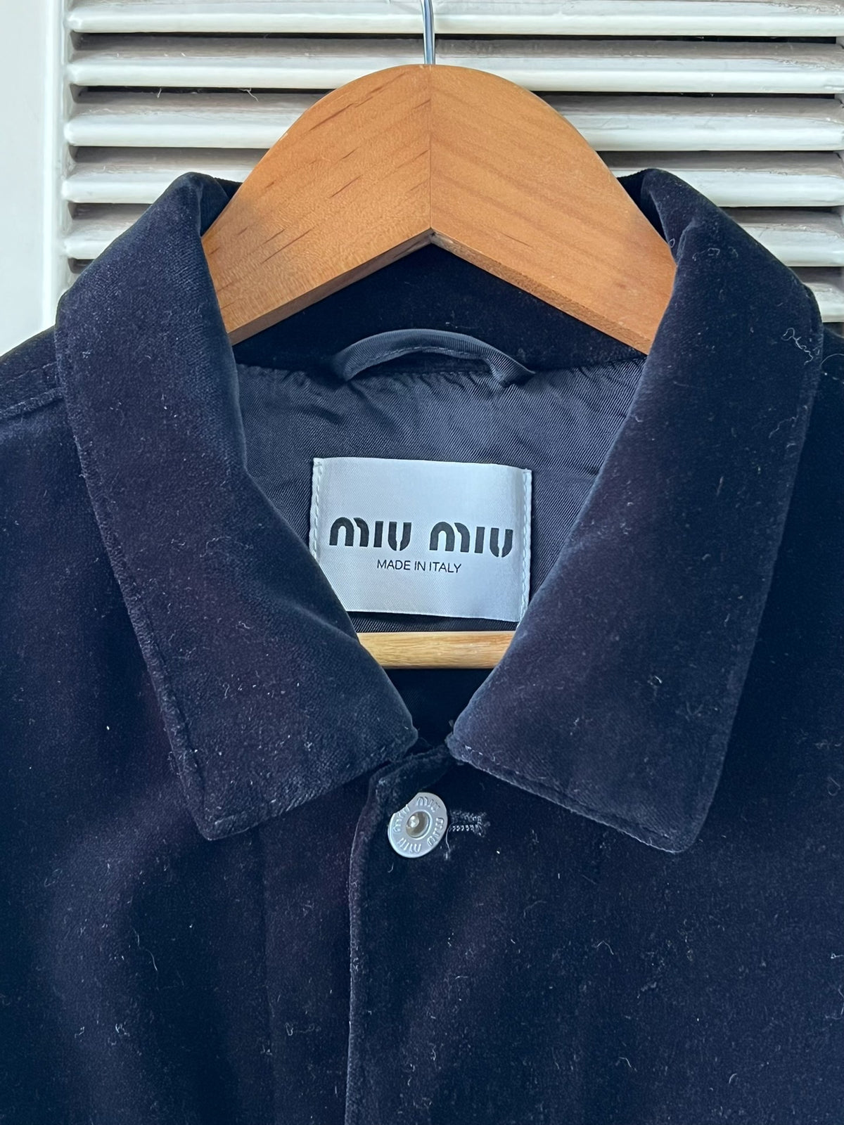 Miu Miu black velvet logo short jacket