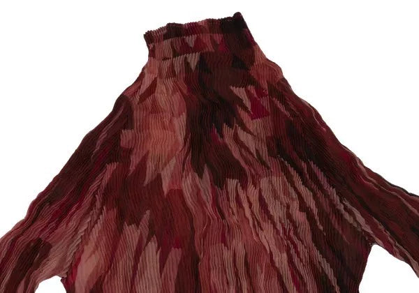 Issey Miyake Vintage Red Willow Pattern Pleated Top