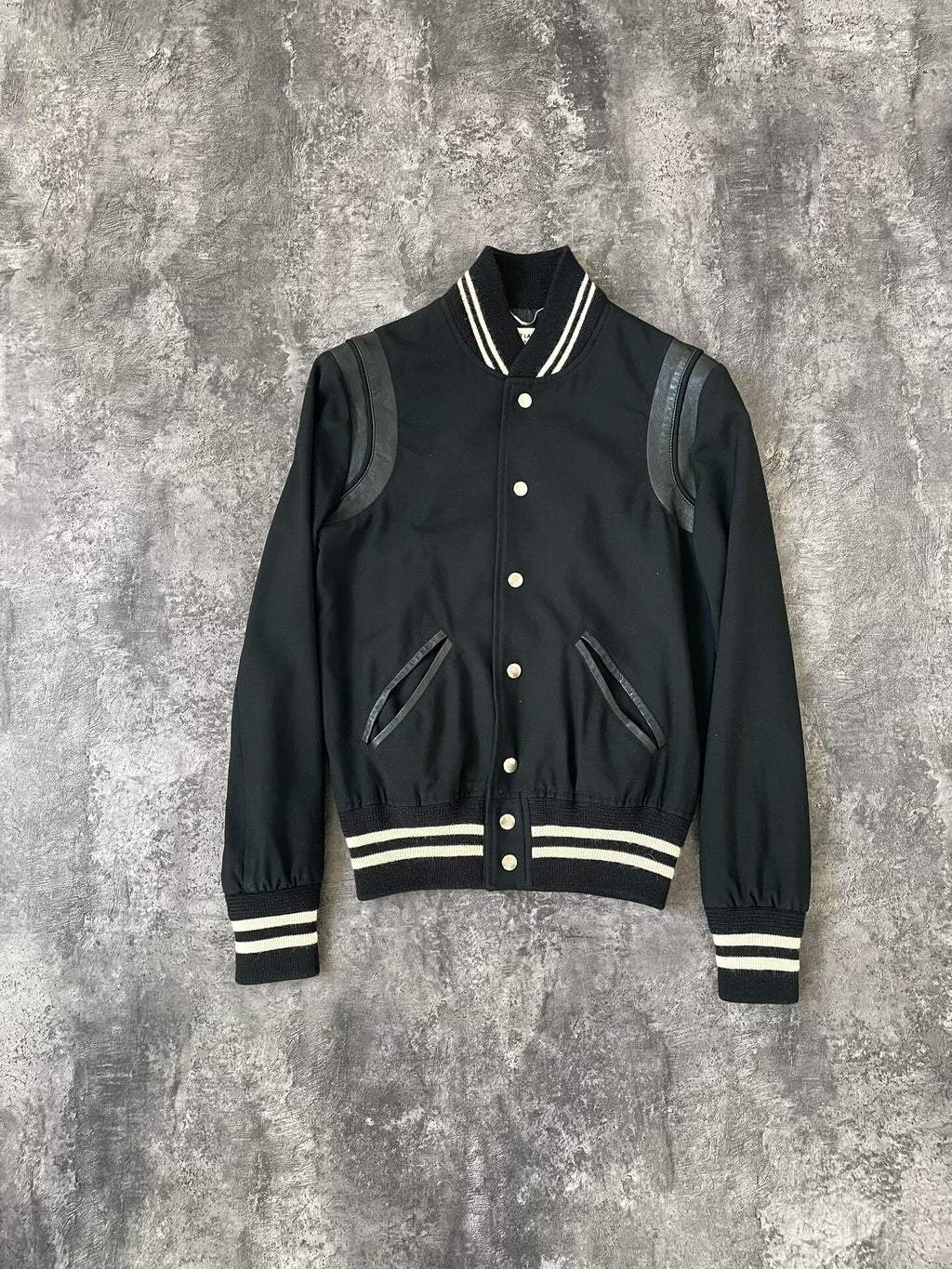 Saint Laurent Black Lambskin Wool Teddy Jacket