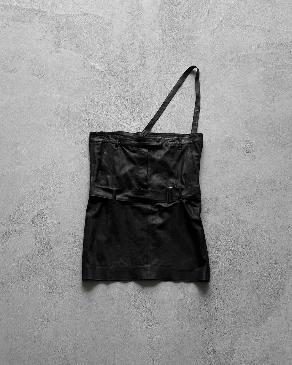 Ann Demeulemeester AW03 Black Strap Leather Skirt