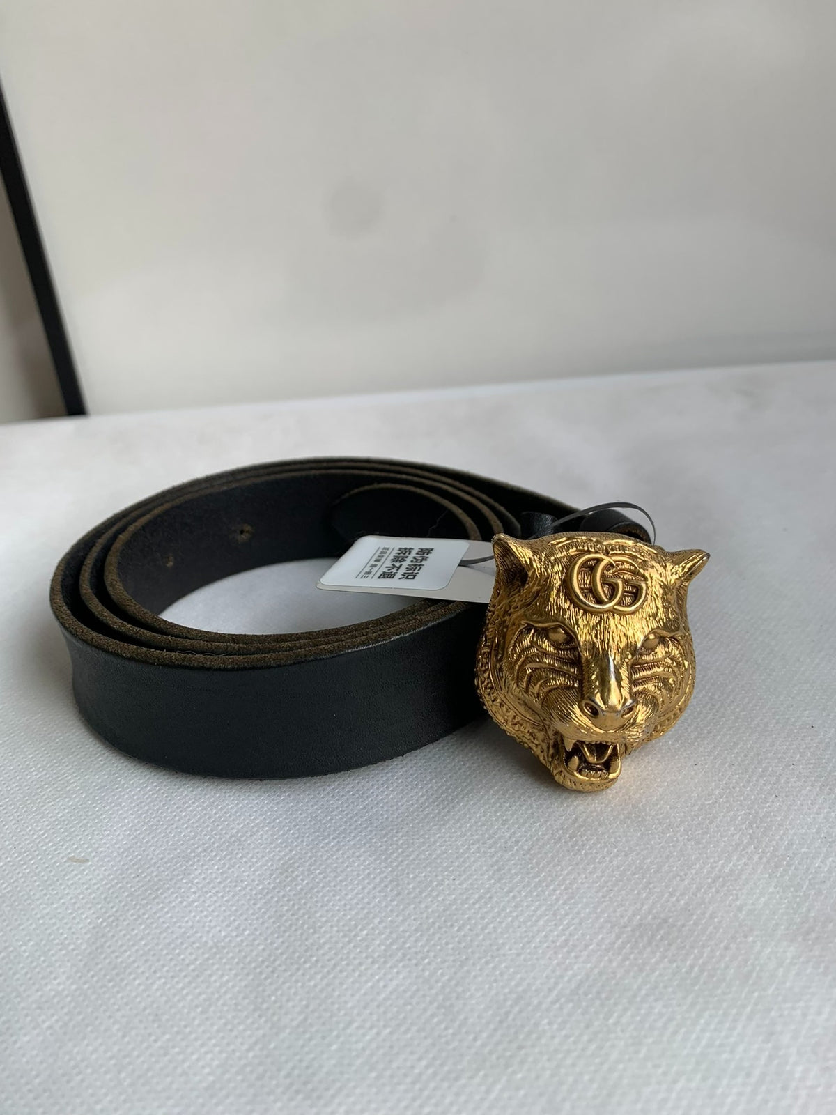 Gucci Black Tiger Head Buckle Belt