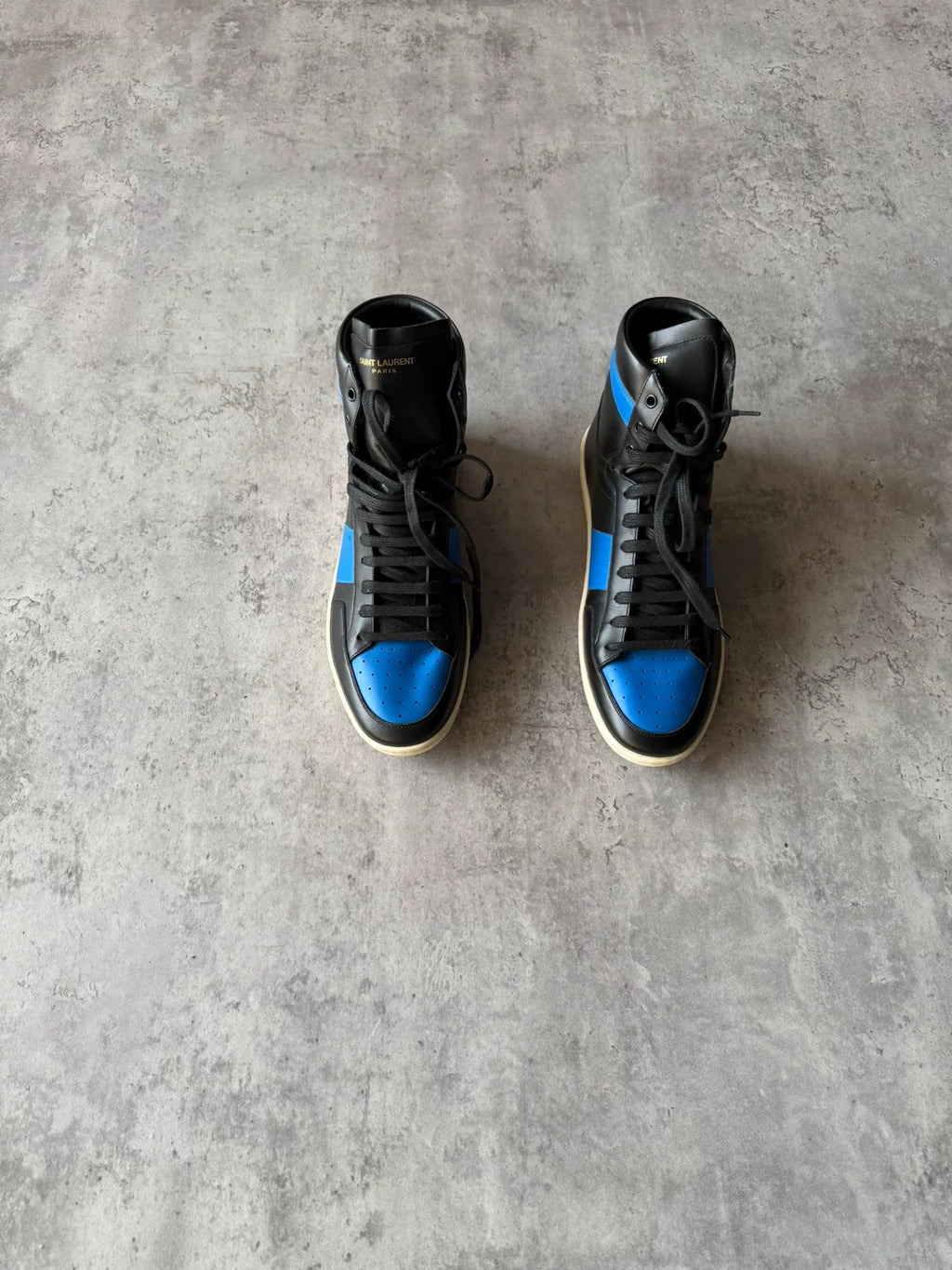 Saint Laurent Paris SS14 SL/10H Black & Blue Leather Sneakers by Hedi Slimane by Hedi Slimand