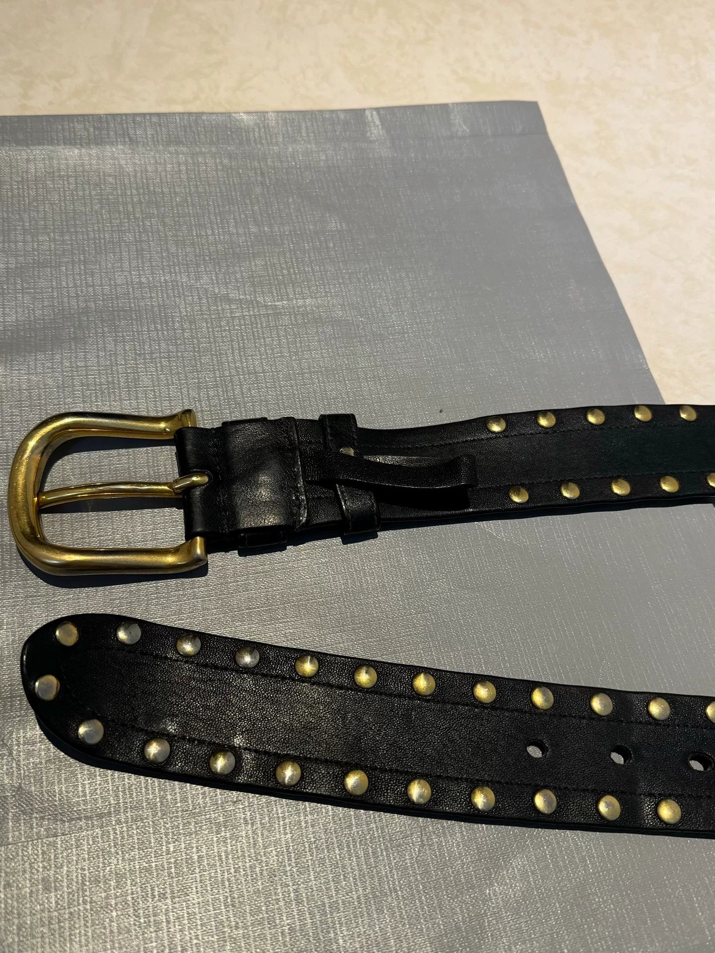 Prada Distressed Rivet Punk Belt