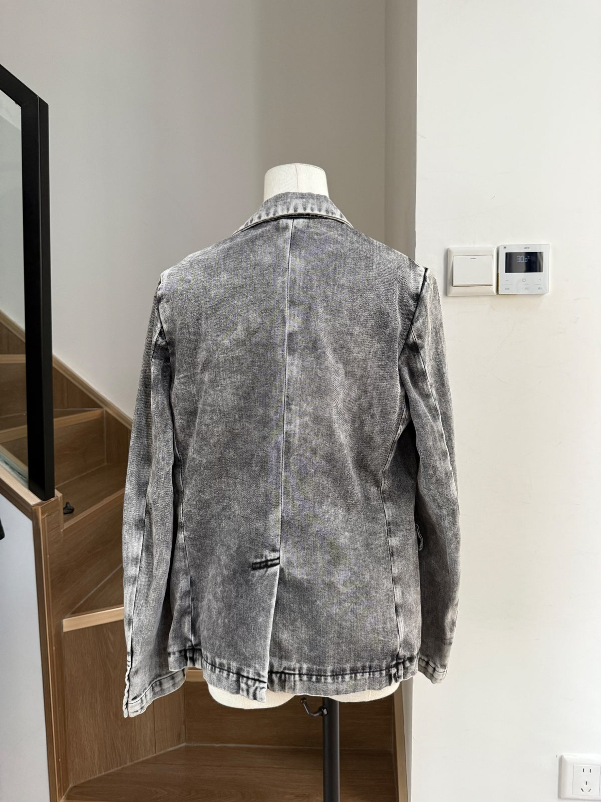 Comme des Garçons Black Washed Grey Denim Suit Jacket