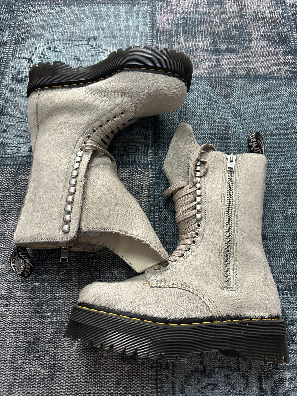 Rick Owens x Dr. Martens collaboration horsehair riding boots