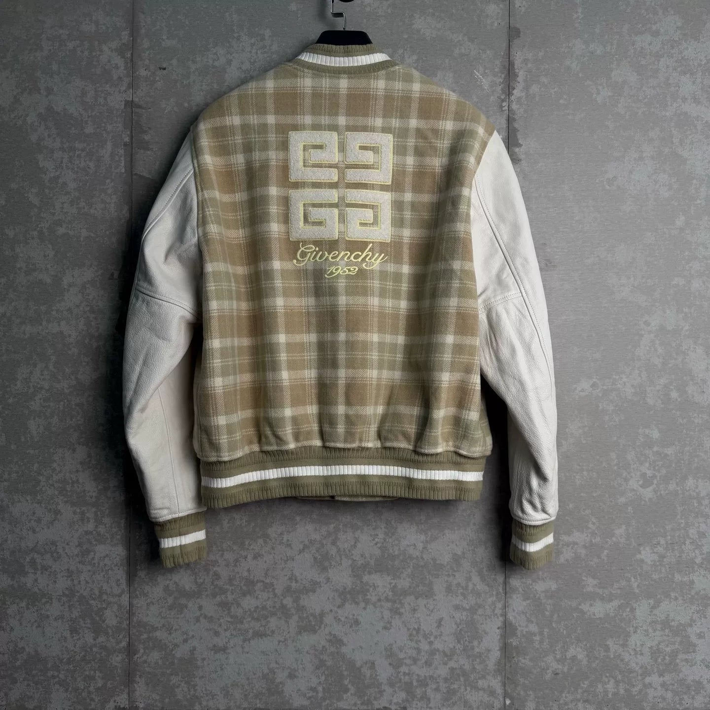 Givenchy Plaid Varsity Leather Wool Jacket