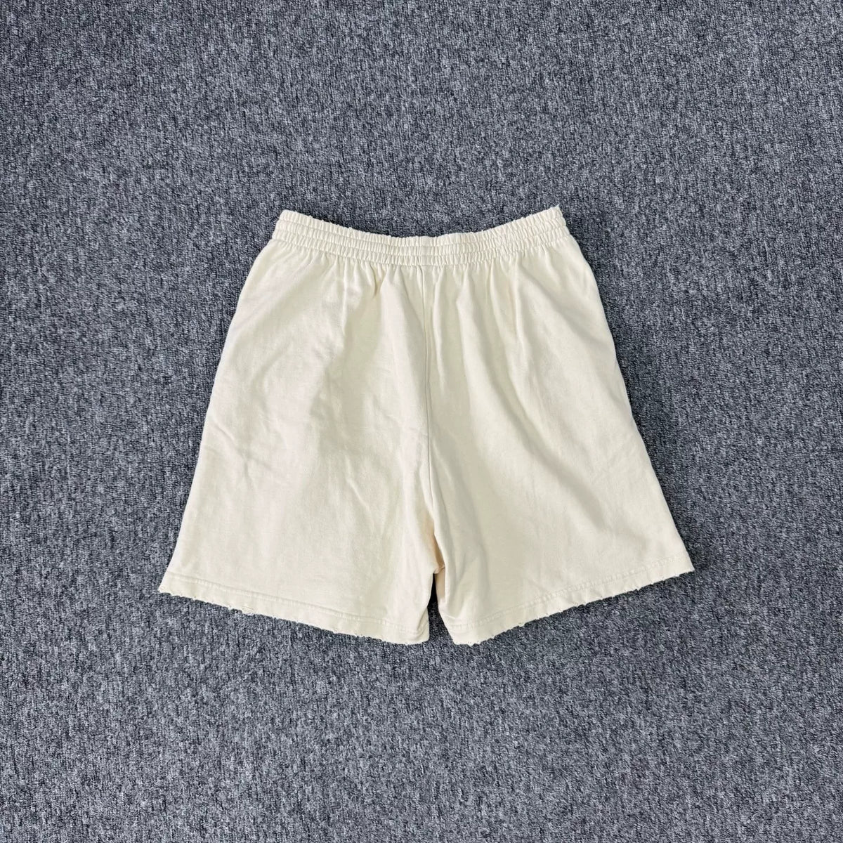Balenciaga off-white double-B lock embroidery elastic waist shorts,