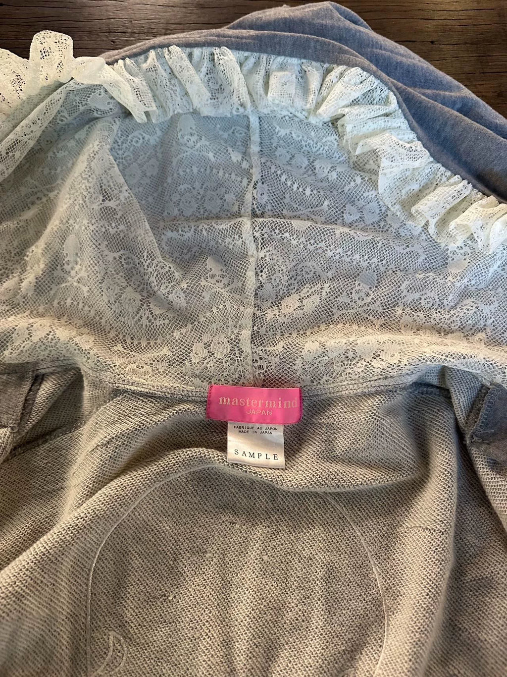 mastermind Japan Sample Grey Lace Skull Zip-Up Hooded Sweater