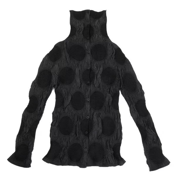 Issey Miyake Vintage Black Polka Dot Pleated Top