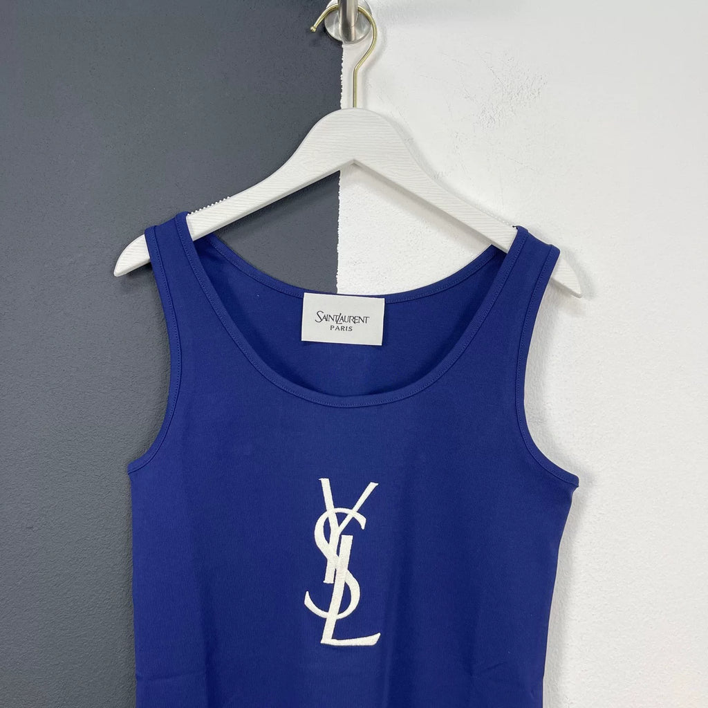 Saint Laurent slp blue YSL large logo tank top