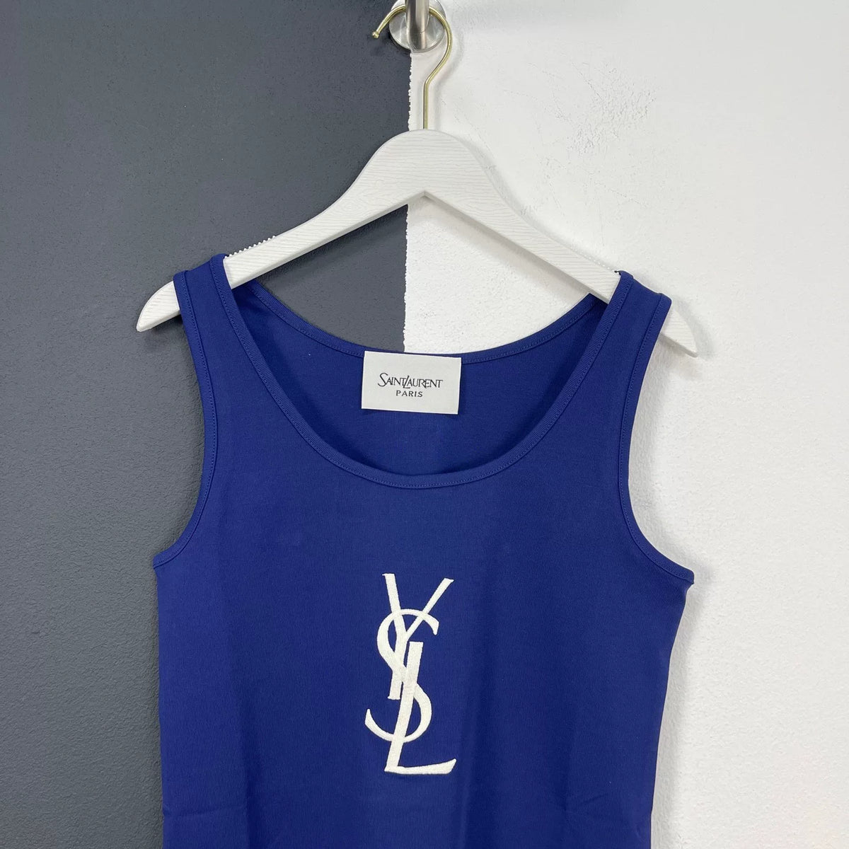 Saint Laurent slp blue YSL large logo tank top
