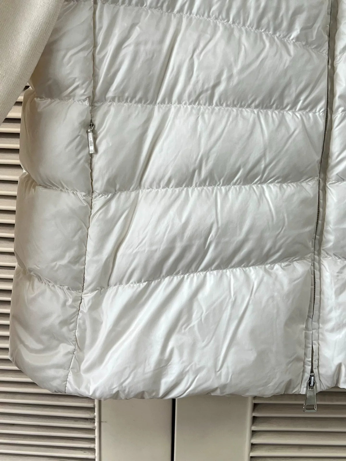 Moncler White Wool-Panel Down Jacket
