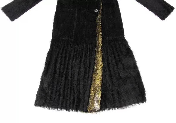 Issey Miyake Vintage Black Gold Faux Fur Pleated Sweater