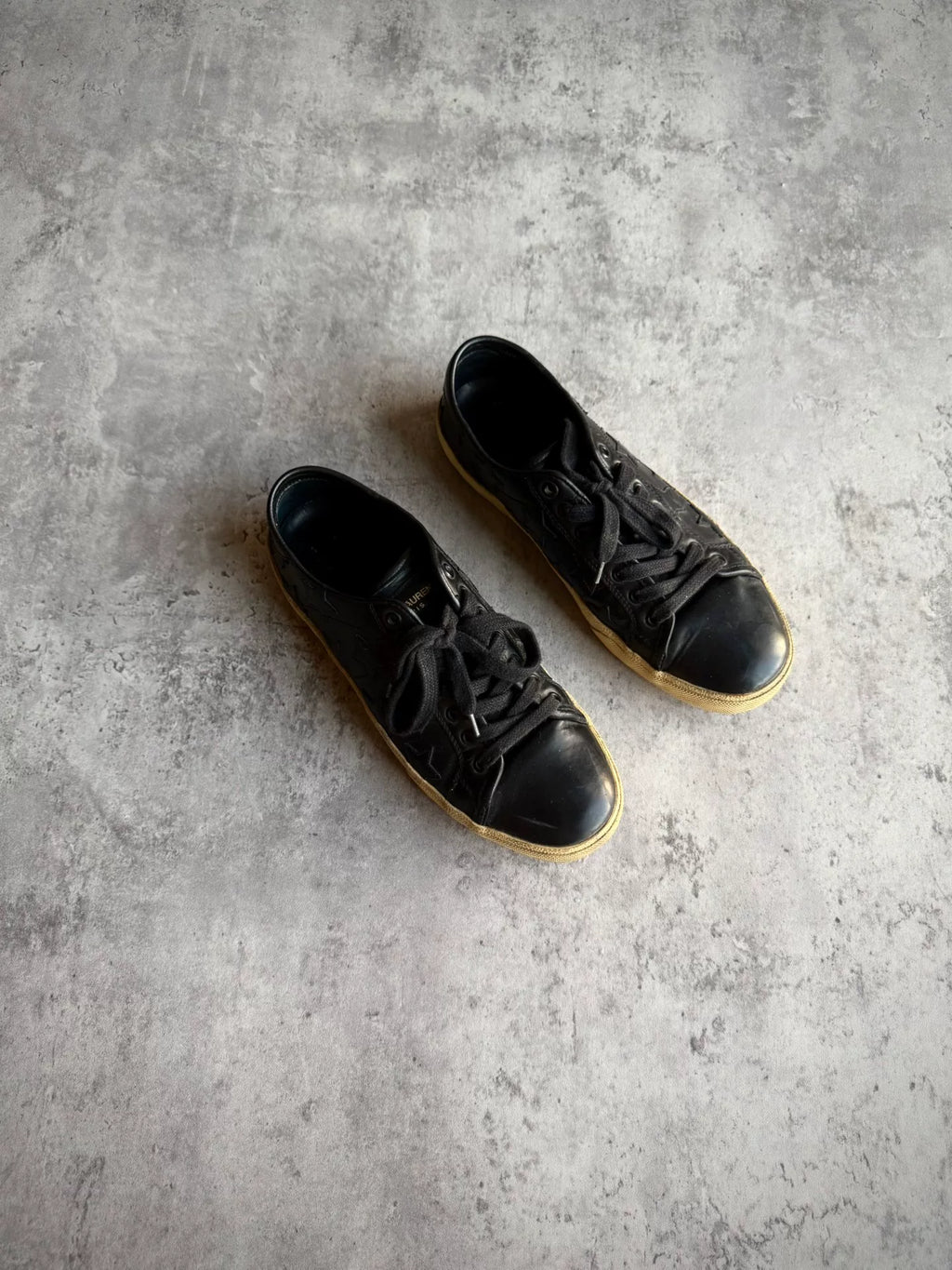 Saint Laurent 16AW Black Star Applique Low-Top Sneakers by Hedi Slimane