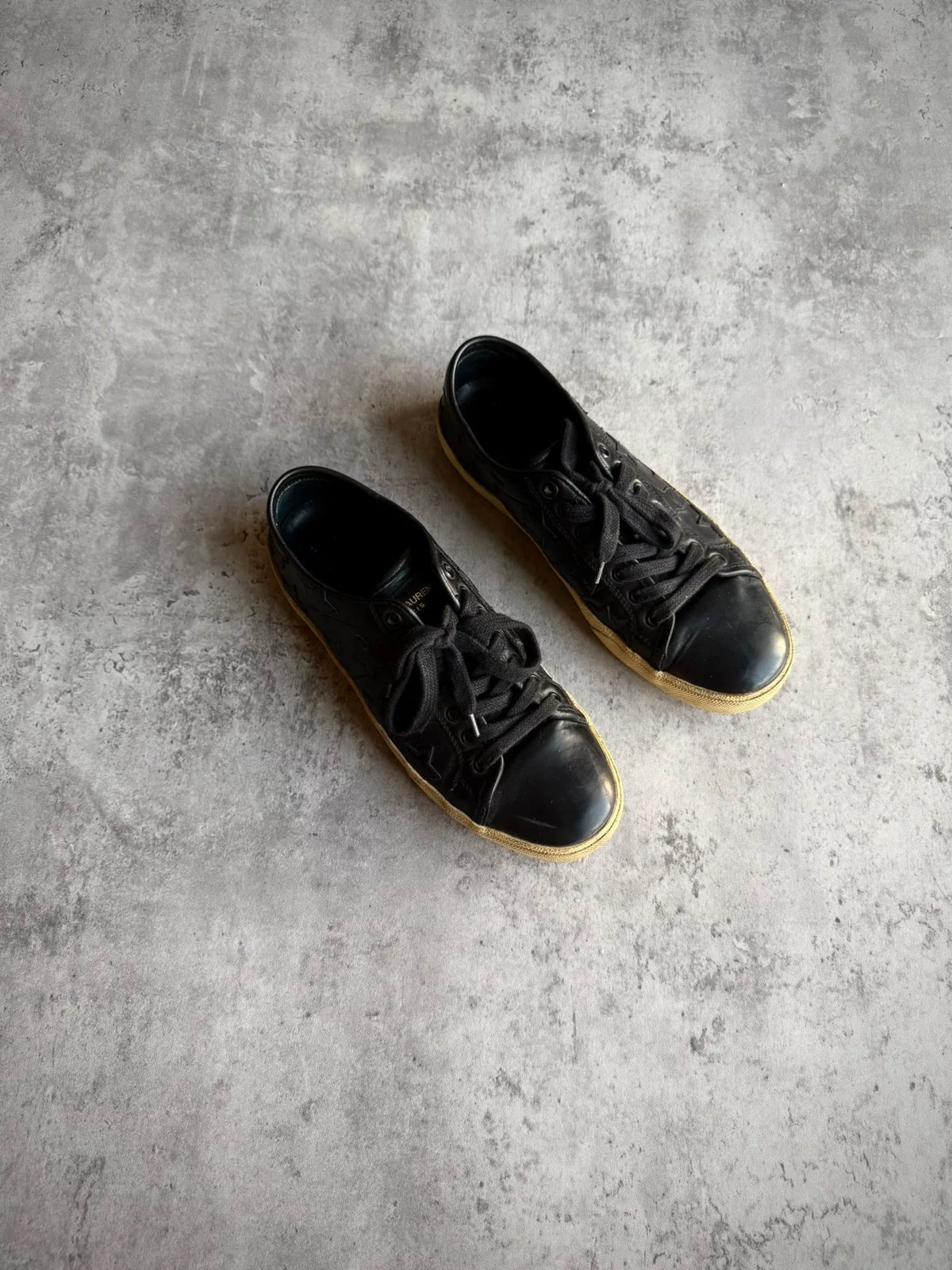 Saint Laurent 16AW Black Star Applique Low-Top Sneakers by Hedi Slimane