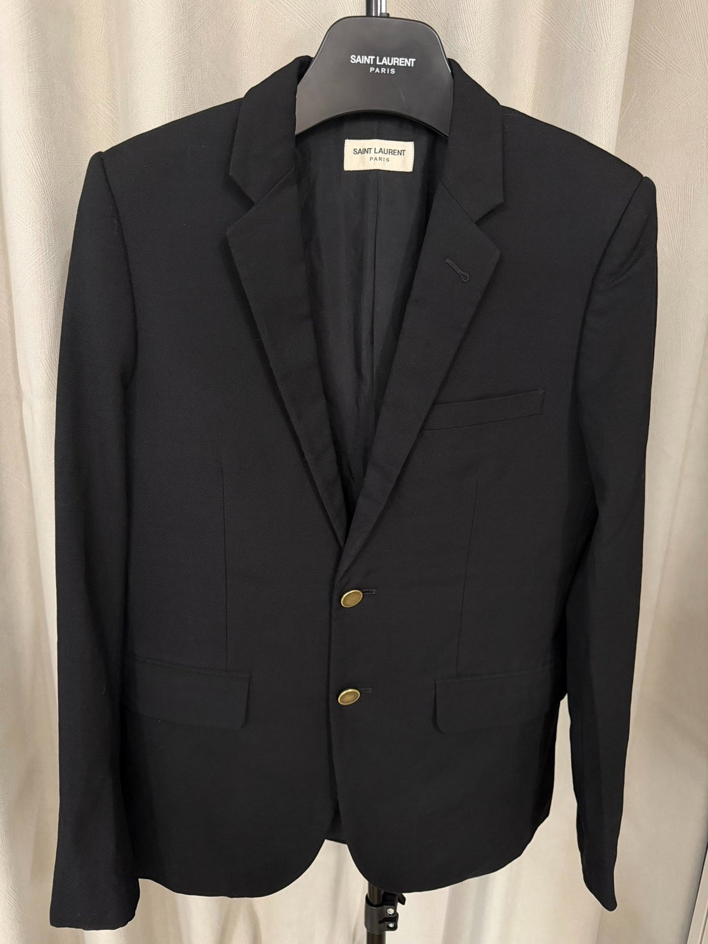 Saint Laurent SS16 Black Gold-Button Wool Blazer by Hedi Slimane
