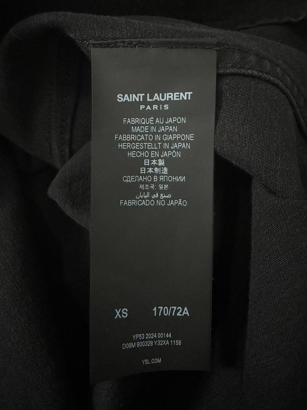 Saint Laurent Slp24fw Embroidered Logo Black Denim Shirt