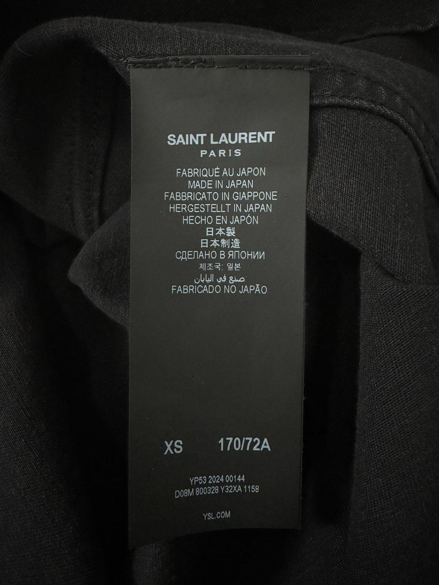 Saint Laurent Slp24fw Embroidered Logo Black Denim Shirt