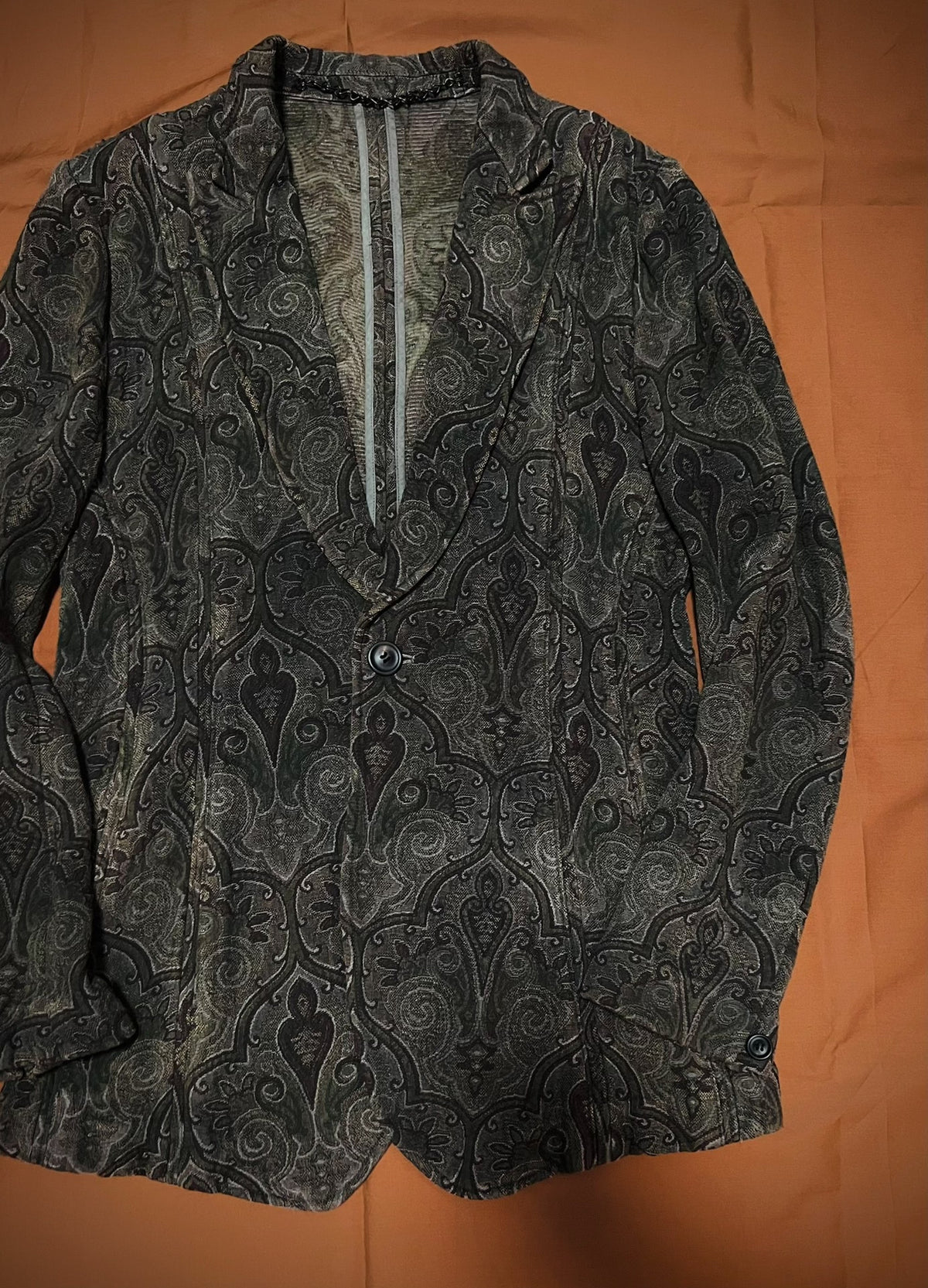 Julius Vintage FW05 Distressed Lapel Flower of Life Jacquard Reversible Blazer