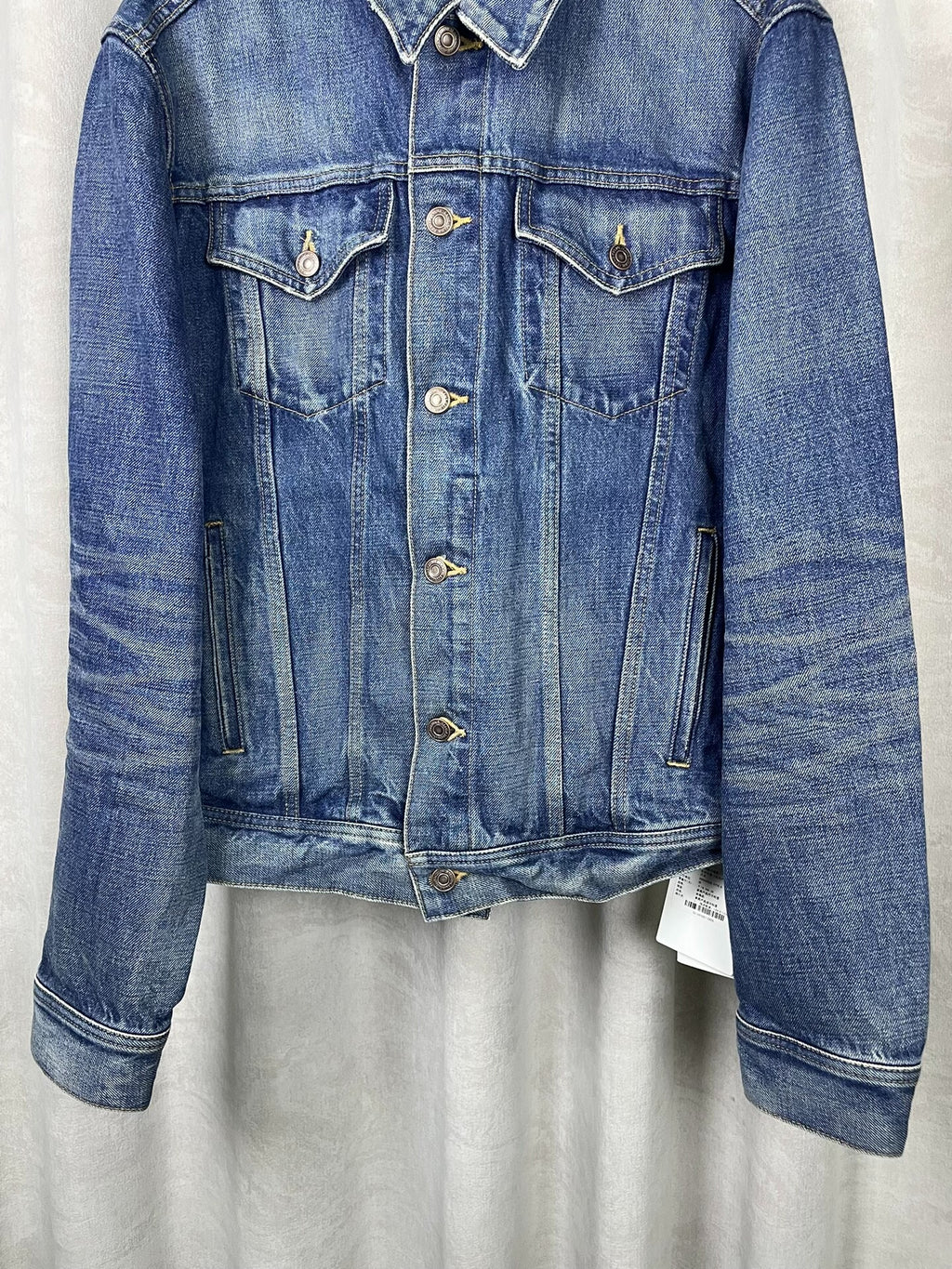 Celine FW22 Blue Washed Boy Doll Rhinestone Embroidery Denim Jacket