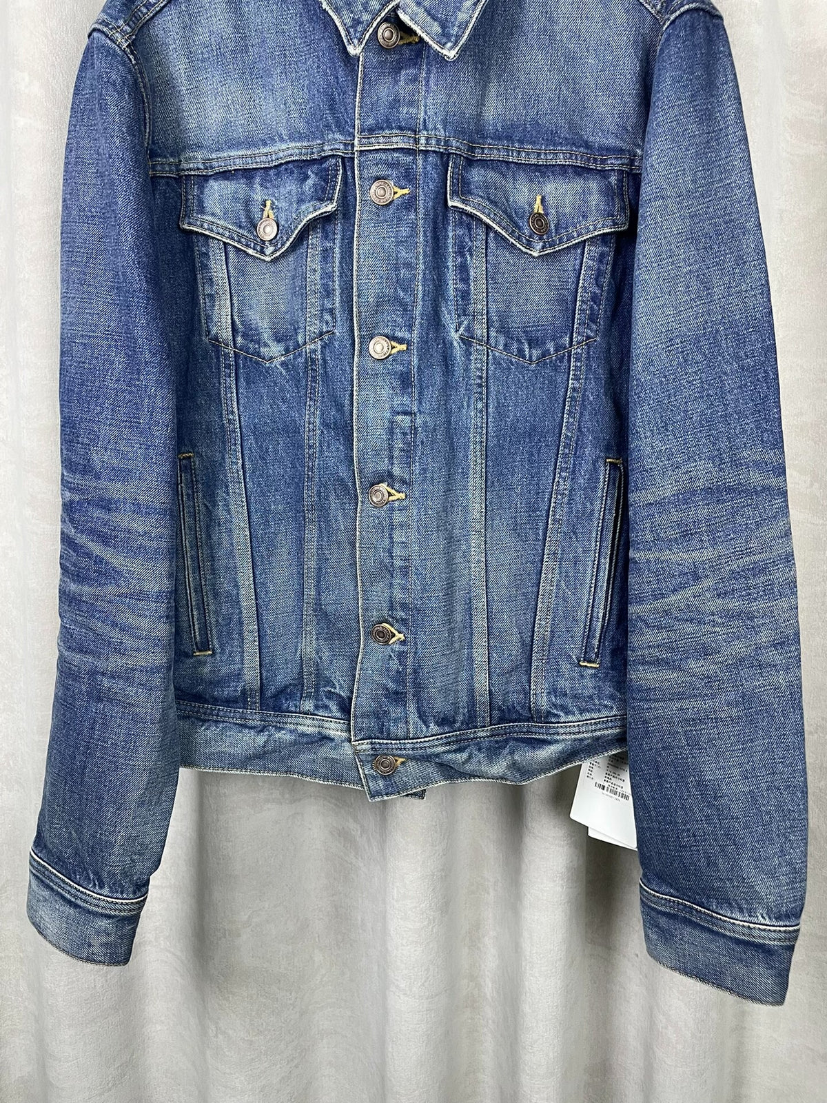 Celine FW22 Blue Washed Boy Doll Rhinestone Embroidery Denim Jacket