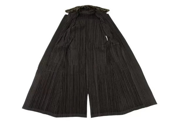 Issey Miyake Vintage Brown Double-Breasted Fur-Collar Pleated Coat