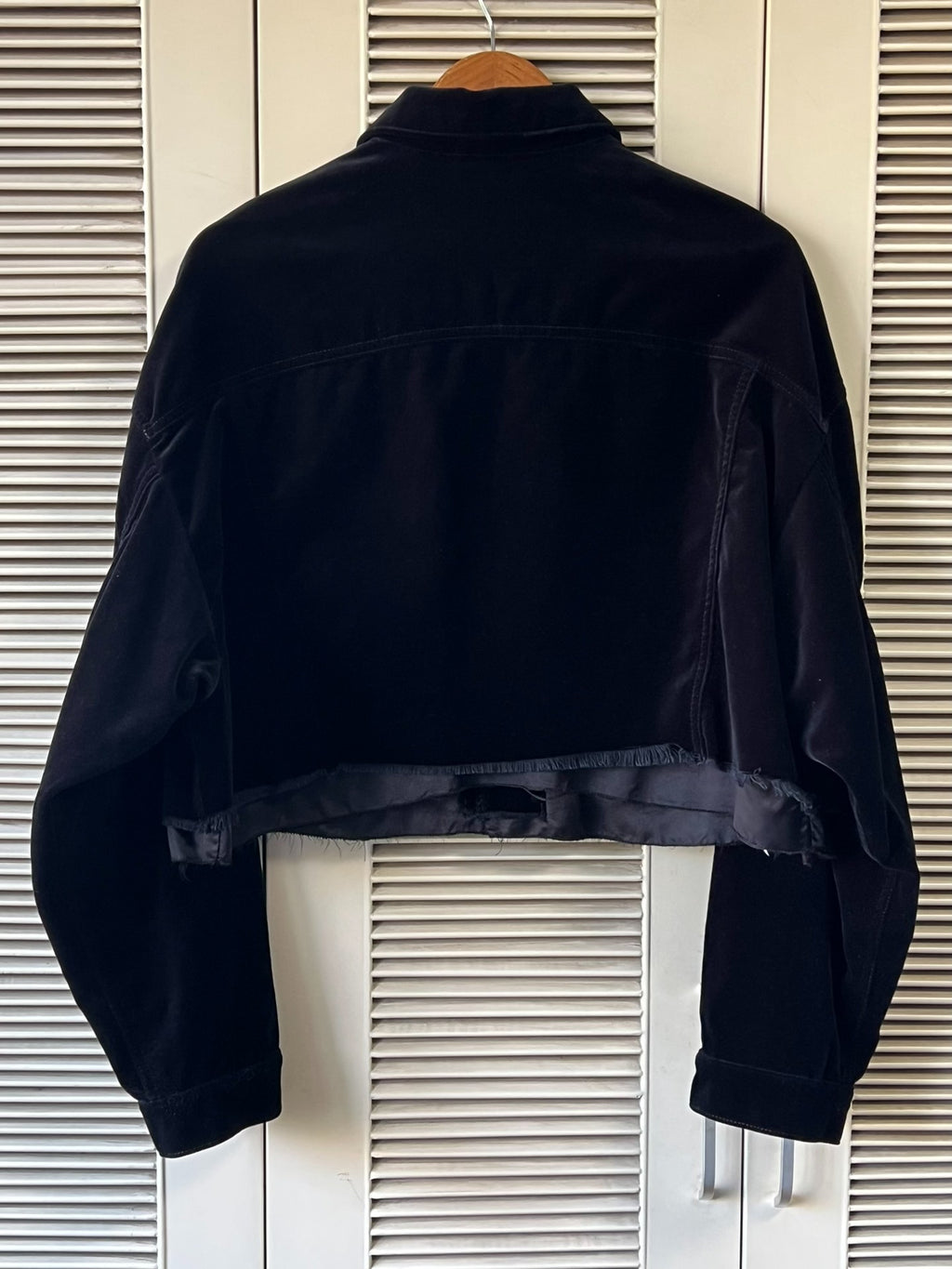 Miu Miu black velvet logo short jacket