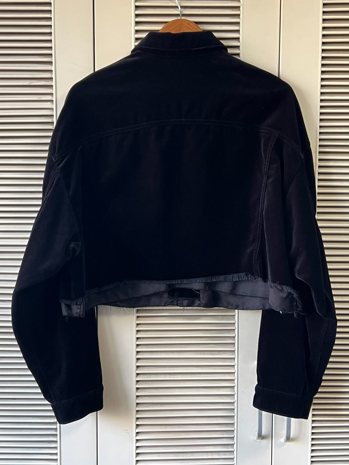 Miu Miu black velvet logo short jacket