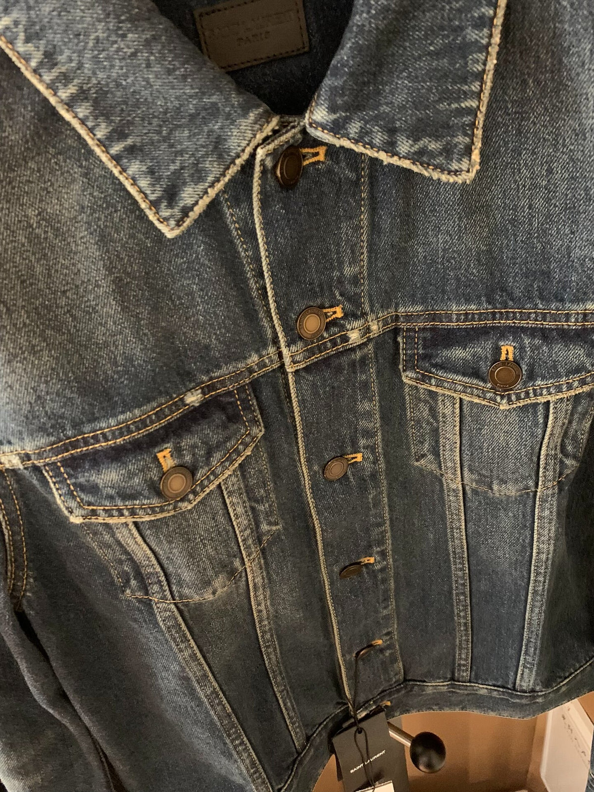 Saint Laurent SS15 21SS Blue Denim Distressed Jacket