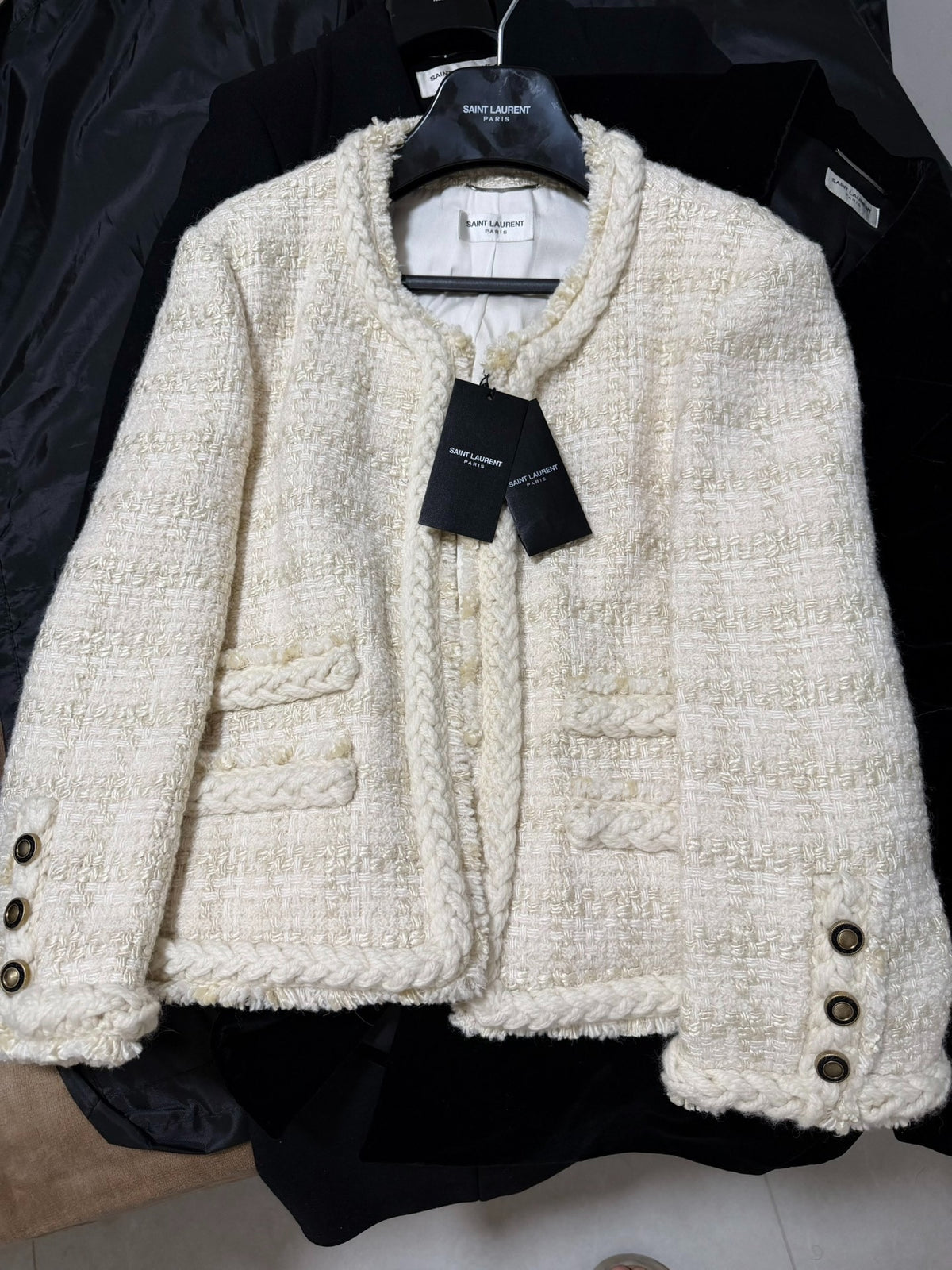 Saint Laurent SS22 Off-White Tweed Jacket